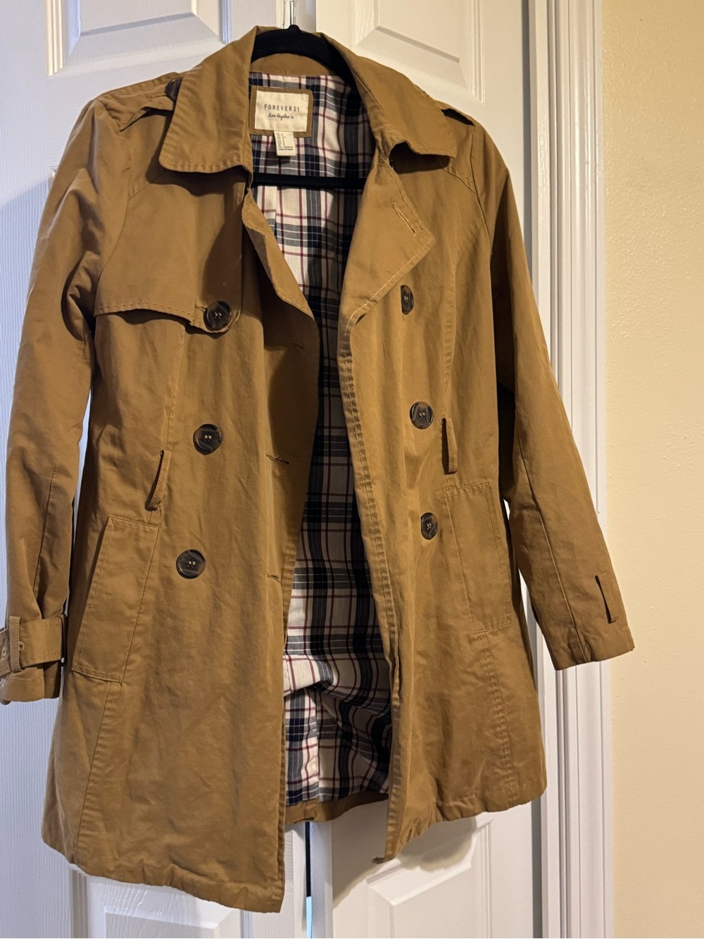 Forever 21 Camel/Tan Double-Breasted Trench Coat